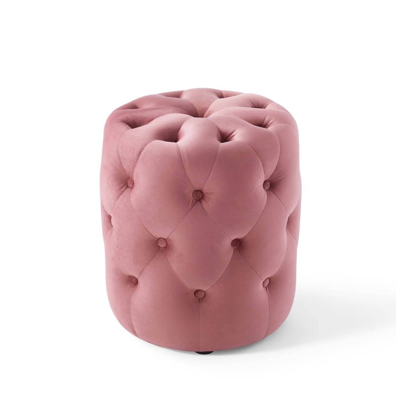 Amour Tufted Button Round Performance Velvet Ottoman - Modway, 3 of 8