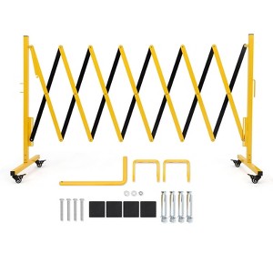 Metal Expandable Barricade, Folding Security Gate, Retractable Driveway Gate, Folding Safety Barricade, Yellow - 1 of 4