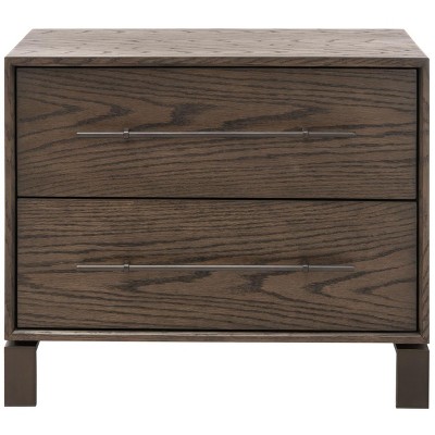 Simmons 2 Drawer Nightstand - SFV6042 - Dark Walnut - Safavieh Couture