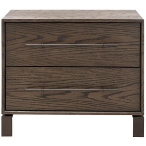 Simmons 2 Drawer Nightstand - SFV6042 - Dark Walnut - Safavieh Couture - 1 of 4