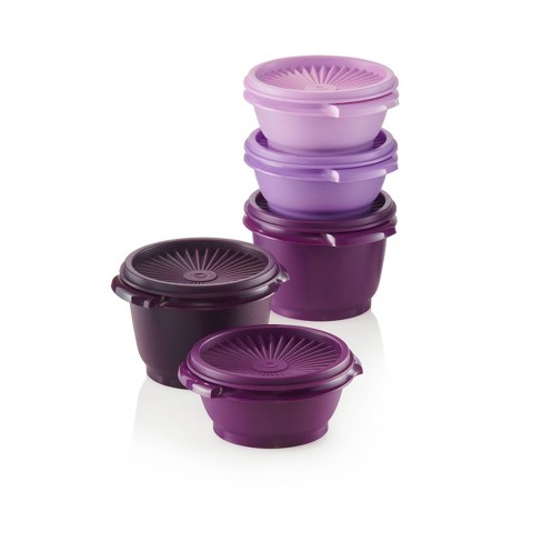 Tupperware Heritage 5pk Plastic Food Storage Container Set Purple
