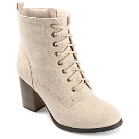 Journee Collection Womens Baylor Lace Up Stacked Heel Booties Bone 10 ...