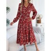 Casual V Neck Boho Floral Print Wedding Guest Maxi Dresses for Women Bohemian Flowy Maxi Dress - 4 of 4