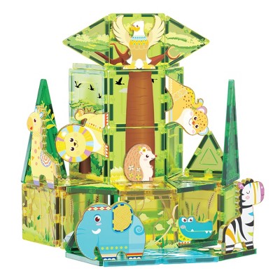 PICASSO-TILES 48 PC Safari Themed, Magnetic Tiles, Building Blocks, STEM Toys for Kids 3+