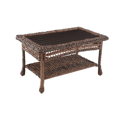 Modern Concept Faux Sea Grass Resin Rattan Coffee Table - W Unlimited