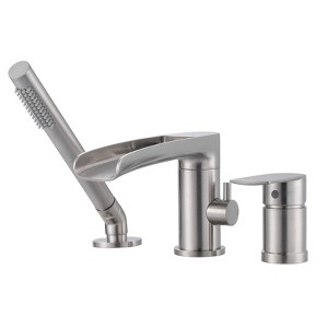 WOWOW Single-Handle Deck-Mount Roman Tub Faucet with Hand Shower in Brushed Nickel - 1 of 4