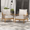 Christopher Knight Home Amos Outdoor Woven Rope Acacia Wood Club Chair with Thick Cushion (Set of 2) - 2 of 4