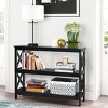 Tangkula Industrial 3-Tier Console Table X-Design Bookshelf Narrow Accent Table Black/Brown - 2 of 4
