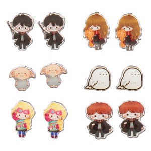 Harry Potter Chibi Character Fashion 6 Pack Costume Jewelry Stud Earrings Set - 1 of 4