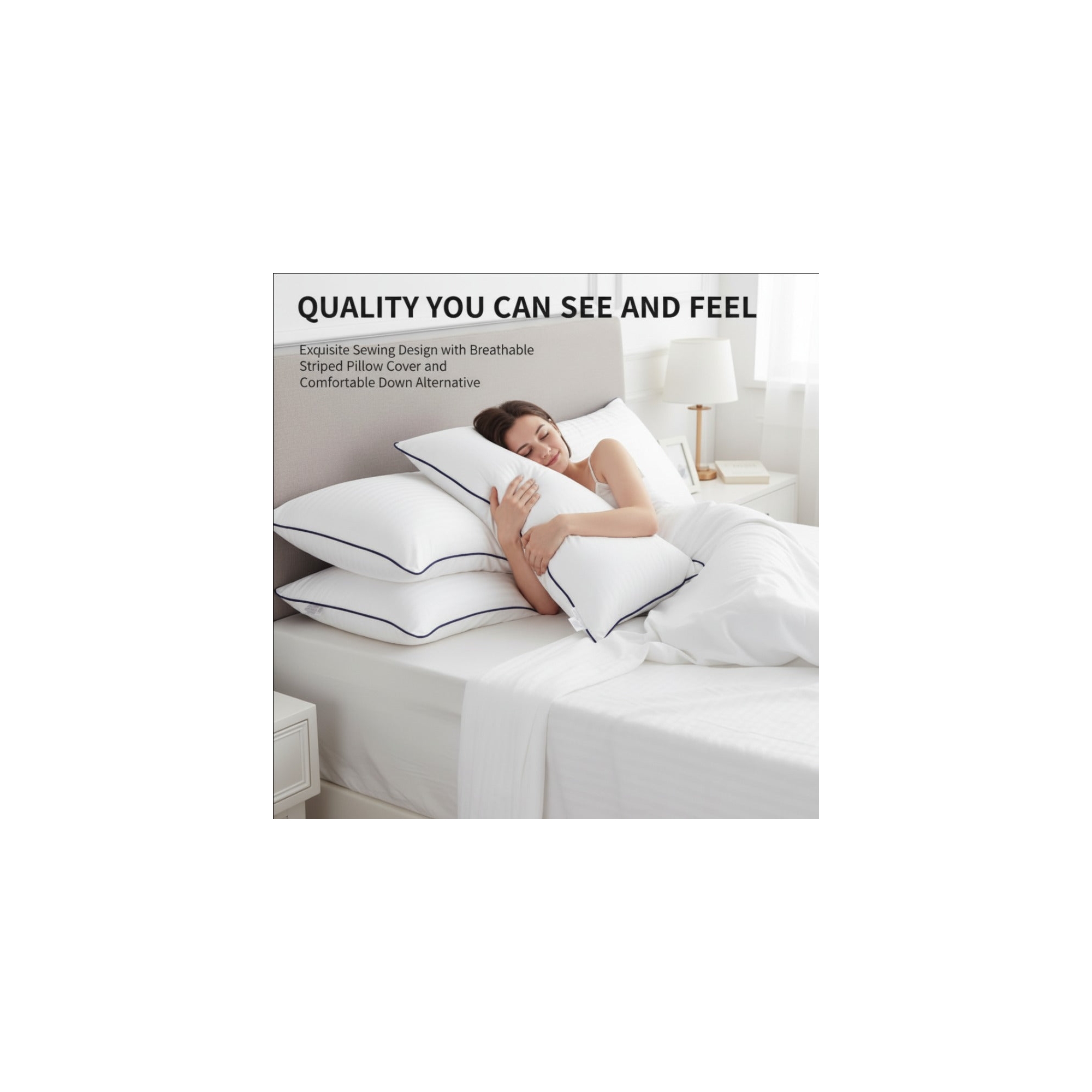 King Size Cooling Pillows Set of 2, Luxury Hotel Quality Pillows Queen - Breathable Down Alternative, Easter decorations for home White King