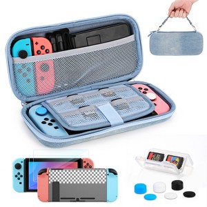 DOMETOUR Switch Case for Switch 2017, Denim 15-in-1 Kit: Portable Case, Screen Protector, Cover, Thumb Grips, Game Card Case & Strap for Girls. - 1 of 4