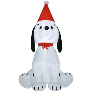 6ft Christmas Inflatables Outdoor Decorations Puppy Dog Wearing a Santa Hat, Blow-Up Yard Christmas Decor with LED Lights Display - 1 of 4
