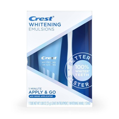 Crest Whitening Emulsions Leave-on Teeth Whitening Treatment with Hydrogen Peroxide + Whitening Wand Applicator + Stand - 0.88oz