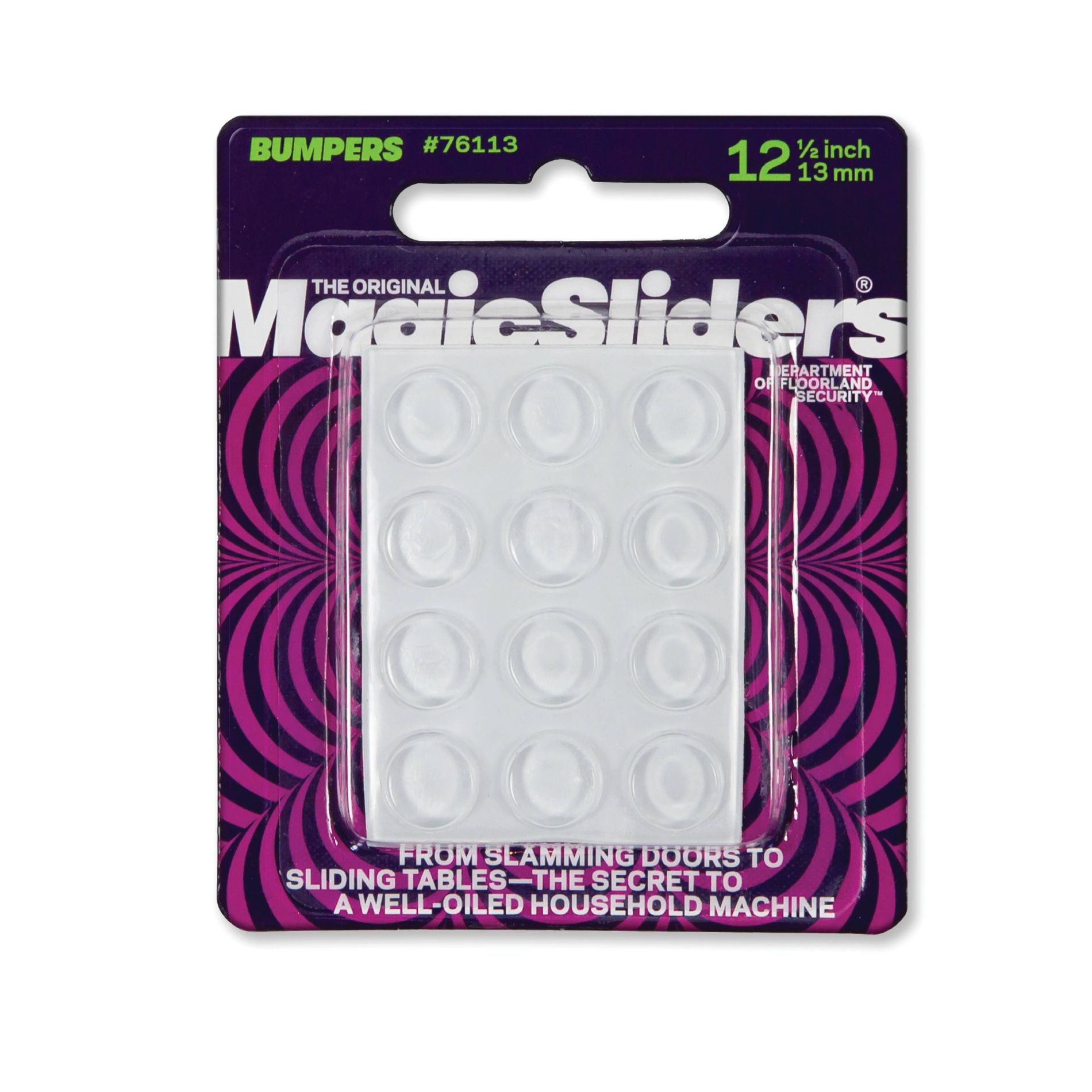 Magic Sliders 12pk 1/2" HD Self Stick Round Bumpers Clear