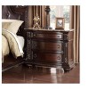 Vynxaria Traditional End Table - 3-Drawer Nightstand with Marble Top, Rich Brown Cherry Finish, Solid Wood Bedroom Furniture. - 3 of 4