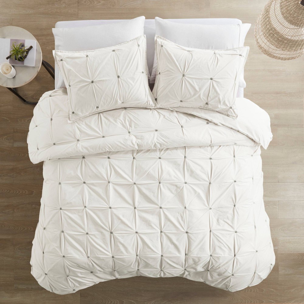 Photos - Duvet Masie Full/Queen 3pc Elastic Embroidered Comforter Set White