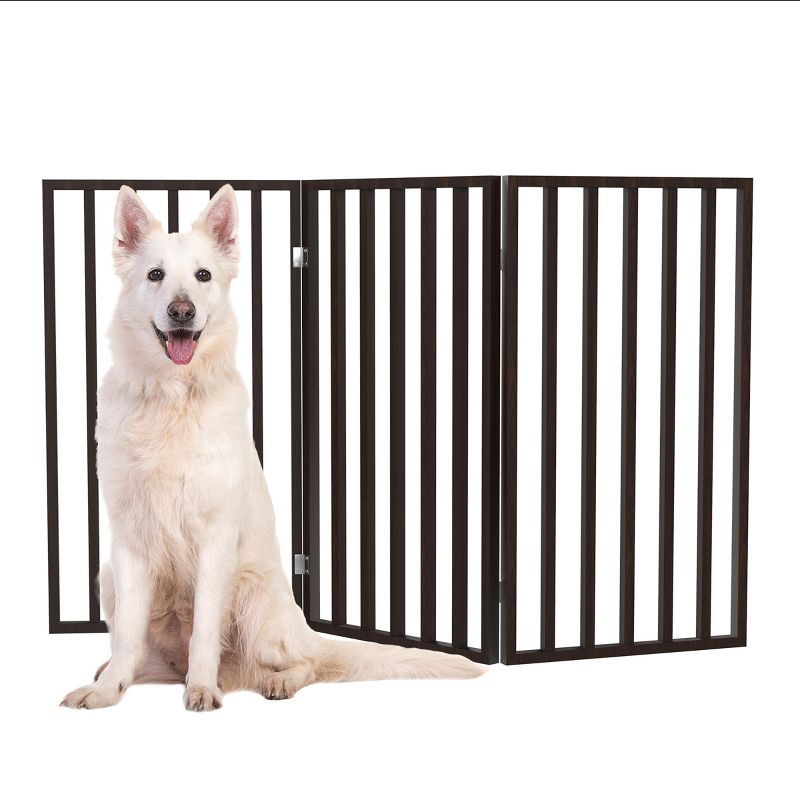 Pet Adobe Freestanding 3-Panel Folding Pet Gate - Dark Brown, 2 of 7