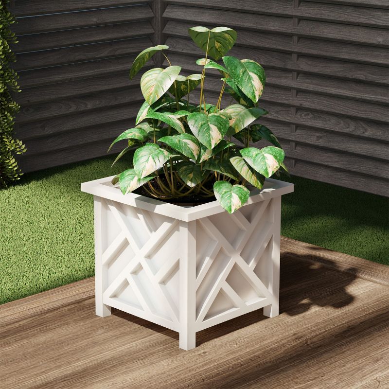 Nature Spring 14.75-in Lattice Planter Box - Decorative Outdoor Flower or Plant Pot, 3 of 5