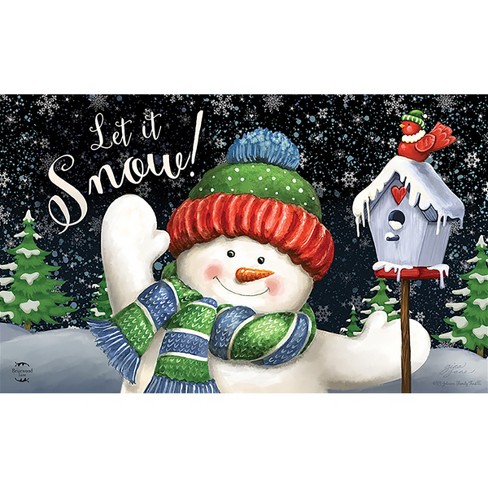 Snow Time Snowman Winter Doormat Indoor Outdoor 18 x 30 Briarwood Lane