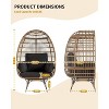 Oversize 360° Swivel Egg Chair - Patio Rotating Rattan Egg Basket Lounge Chair, Steel Frame, with 4 Cushions for Patio, Porch, Backyard, Living Room - 3 of 4