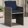 vidaXL - Gray Poly Rattan Patio Chairs with Navy Blue Cushions 4 pcs - Garden, Outdoor, Deck, Foldable Backrest, Durable, Comfortable Seating - 2 of 4