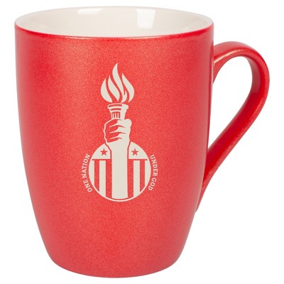100 North United States of America 10 Ounce Crimson Red Metallic Finish, Comfortably Fits Your Hands, New Bone China Coffee Tea Cup Mug, One Nation