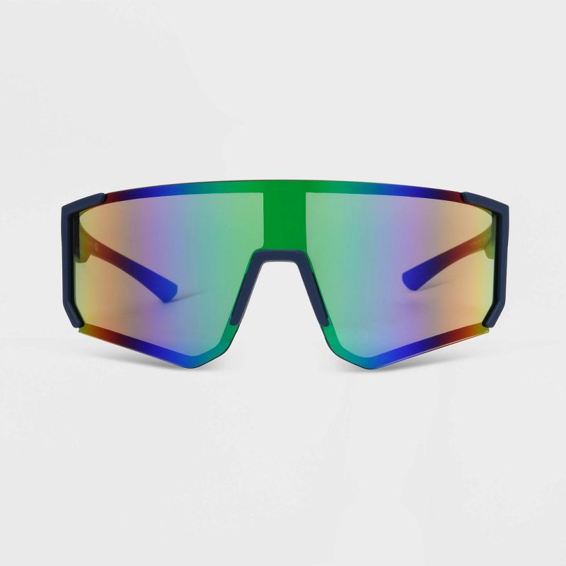 Men&#39;s Rubberized Plastic Shield Sunglasses - All In Motion&#8482; Navy Blue, 1 of 4