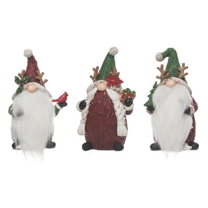 Transpac Christmas Resin Holiday Reindeer Hat Gnome Figurine Set of 3 Christmas Home Decorations - 1 of 4