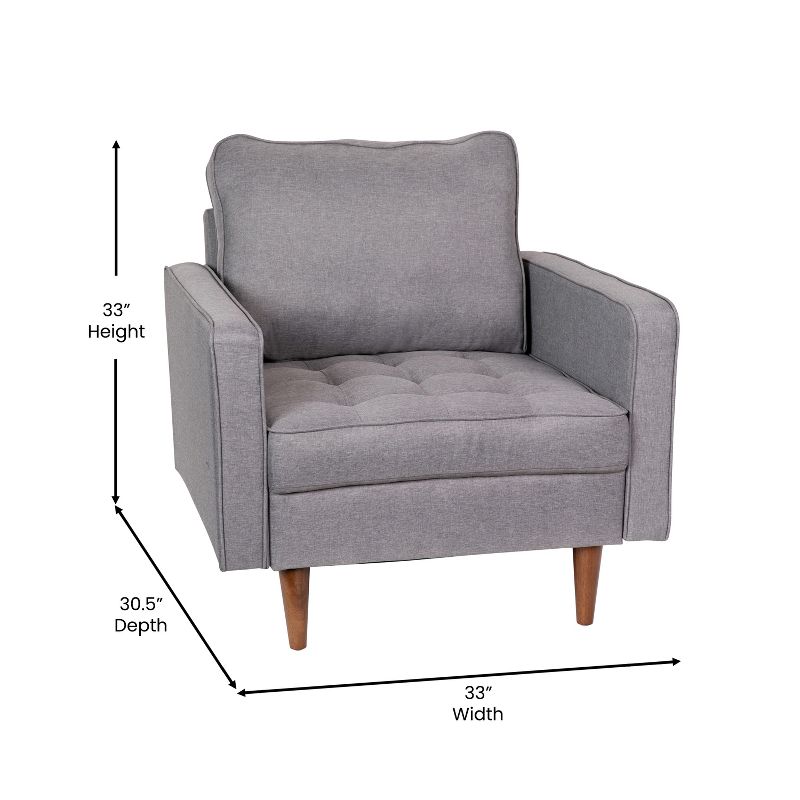 Merrick Lane Mid-Century Modern Armchair with Tufted Upholstery & Solid Wood Legs, 5 of 10