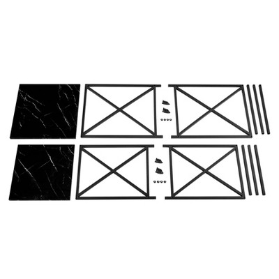Modern Faux Marble and Black Metal Nesting End Table Set