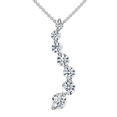Pompeii3 F/VS 3Ct Diamond Journey Pendant Gold Women's Necklace Lab Created