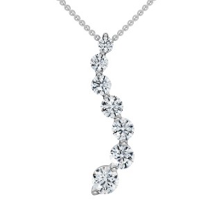 Pompeii3 F/VS 3Ct Diamond Journey Pendant Gold Women's Necklace Lab Created - 1 of 4