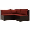 vidaXL Outdoor Patio Lounge Set, Brown PE Rattan Sofa Set with Cinnamon Red Cushions - 4 Piece, Includes Comfortable Padded Seating and Glass Tabletop - 3 of 4