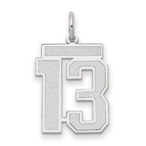 Black Bow Jewelry 14k White Gold, Jersey Collection, Medium Number 13 Pendant - 1 of 4