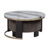 MDF Faux Marble Round Nesting Coffee Table with Ottoman, Metal Frame and Velvet Upholstered Seat for Living Room - 2 of 4