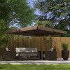 Okak 10 Ft Cantilever Patio Umbrella,Square Offset Umbrella for Patio,Garden,Pool&Backyard,Hanging Umbrella Outdoor with Crank,Cross Base,Brown - 2 of 4