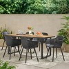 Christopher Knight Home Lotus Outdoor Acacia Wood and Resin 7 Piece Dining Set, Black/Teak - 2 of 4