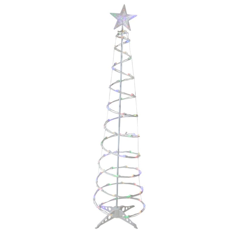 Northlight 6ft LED Lighted Spiral Cone Tree Outdoor Christmas Decoration, Multi Lights, 1 of 5