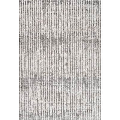 Skoura Striped Gray Synthetic 4' x 6' Easy-Care Area Rug
