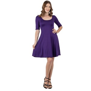 24seven Comfort Petite Apparel A Line Knee Length Dress Elbow Length Sleeves - 1 of 4