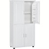 Tall and wide bathroom floor storage cabinet, freestanding unit with 4 doors, adjustable shelves, bathroom storage cabinet white - 2 of 4