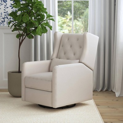 Cream Eco-Weave Swivel Recliner with Tufted Back