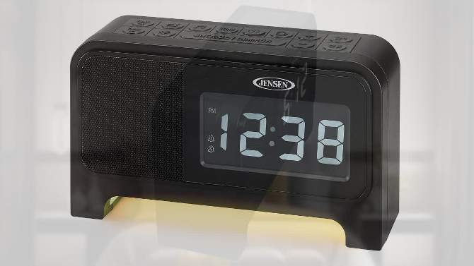 JENSEN JCR-350 Digital Clock Radio with Soothing Nature Sounds and Night Light, 2 of 7, play video