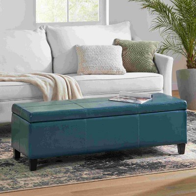 CAVINAS Rectangular PU Leather Storage Ottoman Bench,Upholstered Ottoman with Stitched Details for Living Room,Bedroom