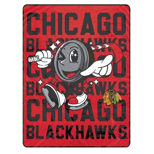 NHL Chicago Blackhawks 60"x80" Cartoon Puck Ultra Soft Blanket - 1 of 2