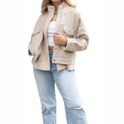 Women's Sydney Sand Colored Mixed Corduroy Jacket - AEMI + CO