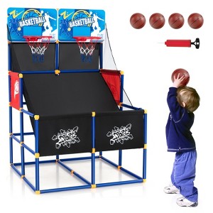 Gymax Children's Double-Shot Basketball Arcade Set with 4 Balls Pump Included Easy and Fast Assembly Ideal Gift - 1 of 4