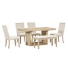 ChicFurnit Dining Sets Extendable Pedestal Table Set with Upholstered Chairs and Bench for Kitchen Dining Room, Beige, 40.75"*24.02"*19.76" - 2 of 4