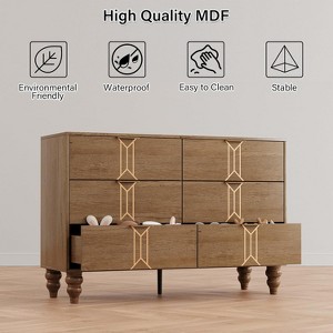 Jojoka Black and White Wooden 6 Drawer Dresser with Vintage Pattern Design, Modern Chest Dresser with Deep Drawers for Bedroom, Living Room, Entryway - 1 of 4