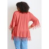 Avenue Women's Plus Size Crochet Fringe Trim Tunic - 3 of 4